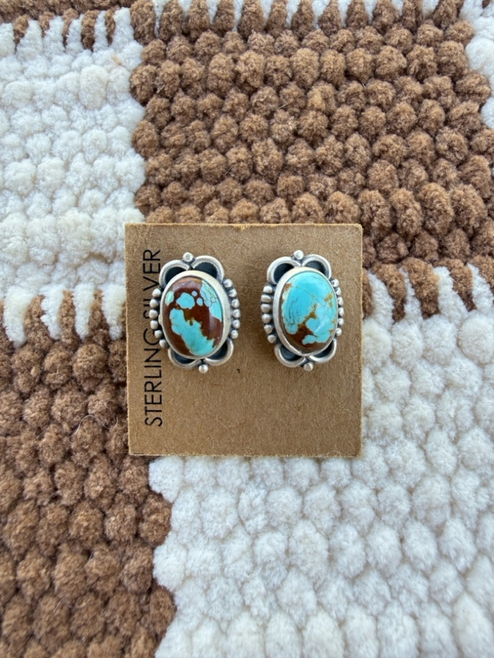 Sterling Silver Mine 8 Oval Stud Earrings